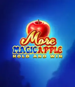 На изображении игрового автомата More Magic Apple от 3 Oaks Gaming, демонстрирующего сказочную атмосферу с персонажами из сказки, включая замки, магические яблоки и любимых сказочных героев. В центре виден логотип игры More Magic Apple, сопровождаемый яркими и запоминающимися изображениями, формирующими атмосферу сказочного приключения.